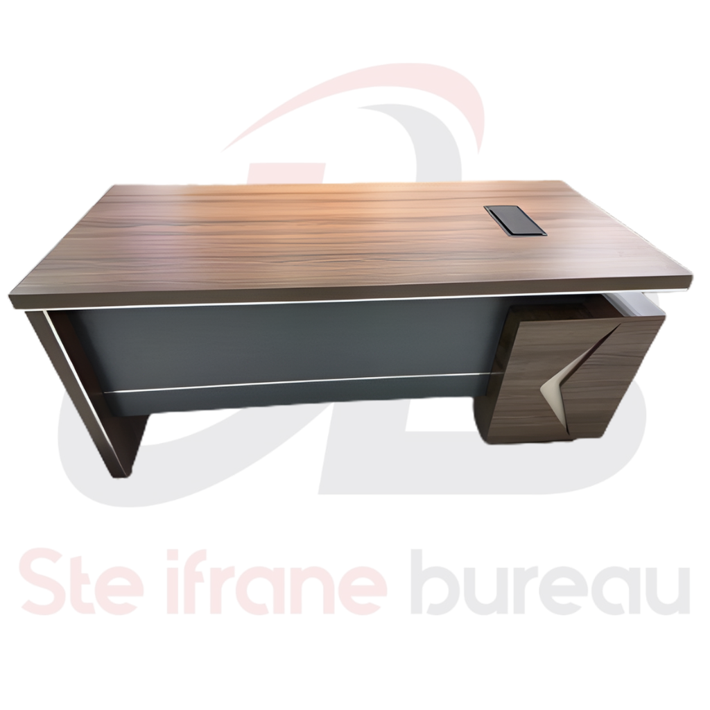 Bureau de Direction en Bois avec Caisson Latéral – 3 Tiroirs (162×82×12 cm)