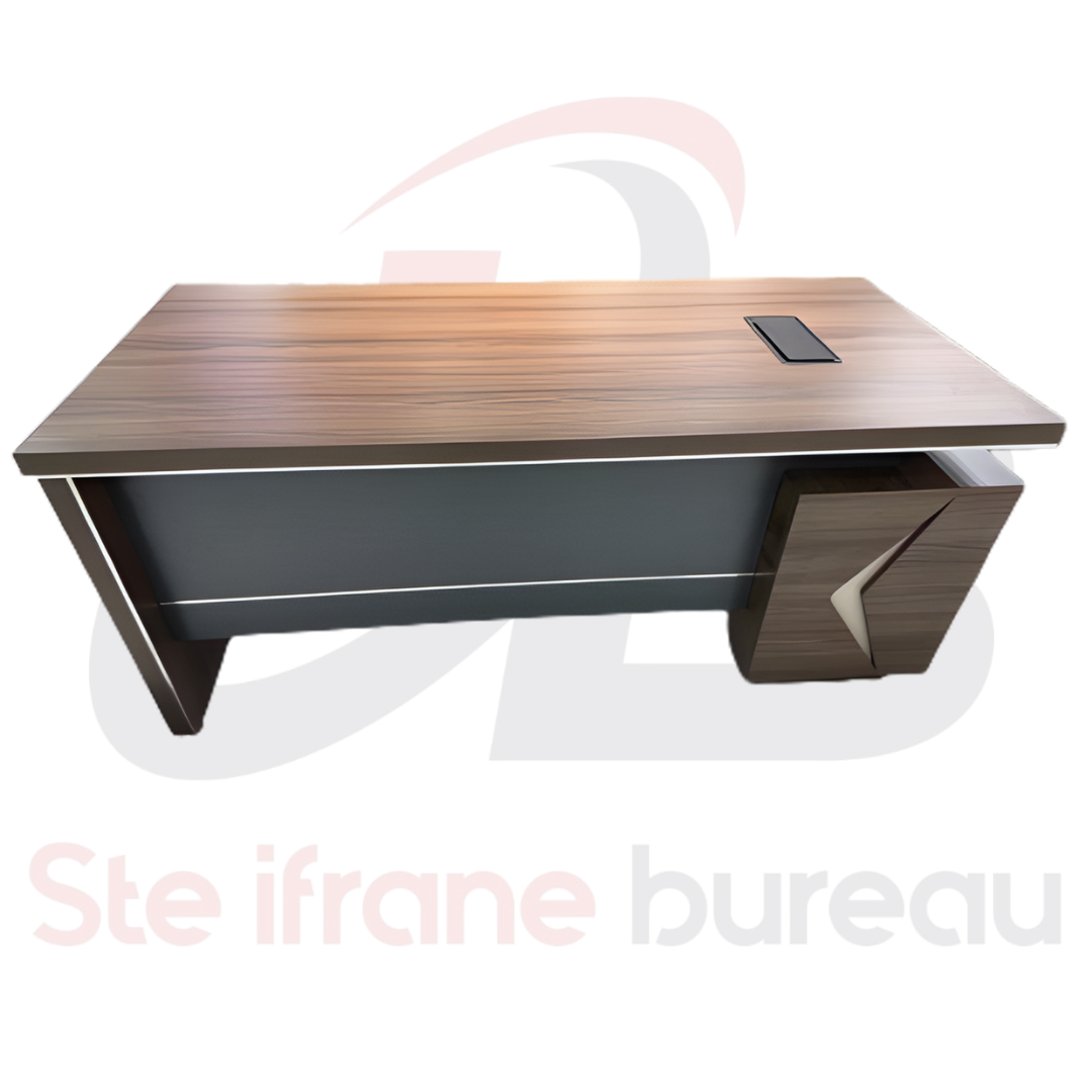 Bureau de Direction en Bois avec Caisson Latéral – 3 Tiroirs (162×82×12 cm)