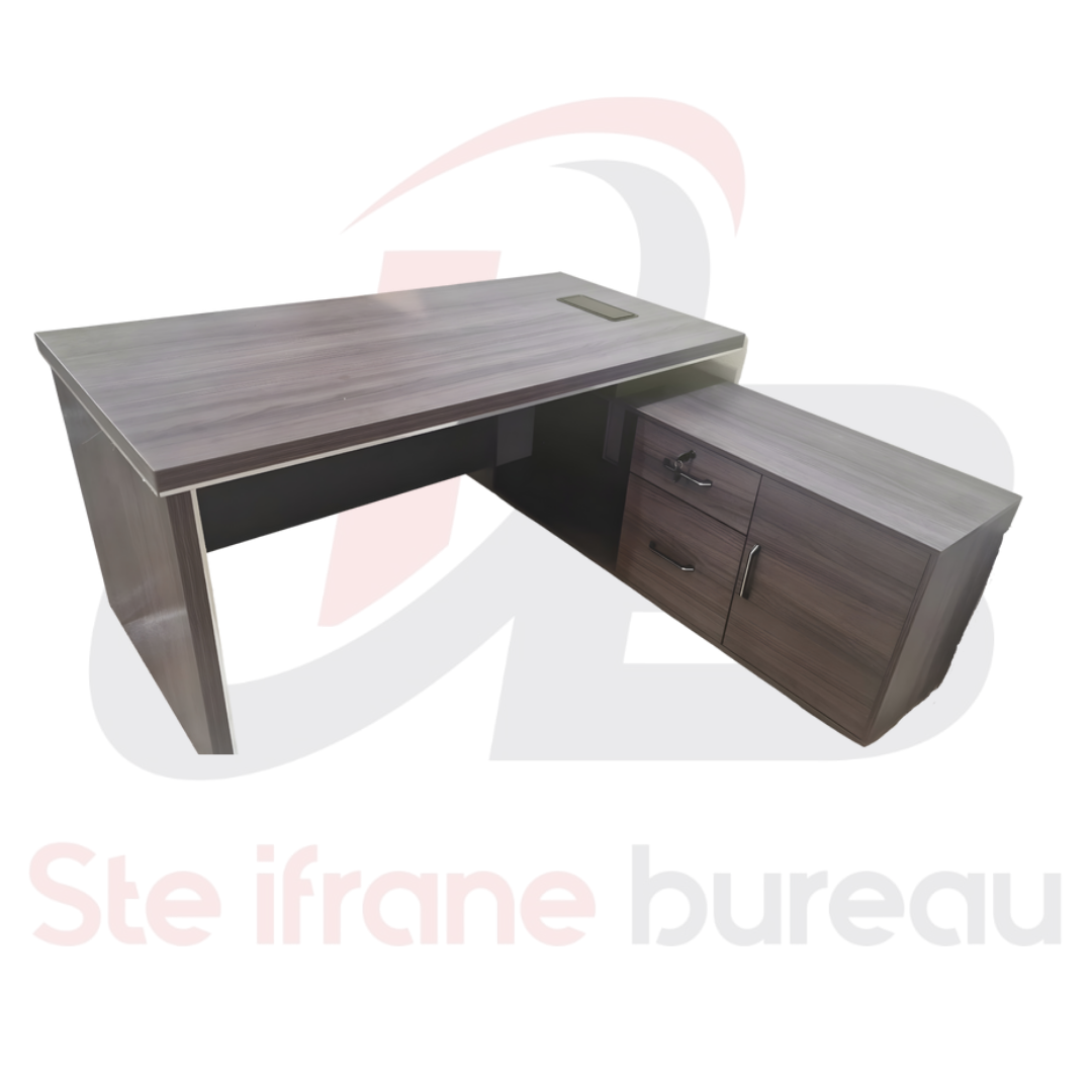 Bureau de Direction en Bois avec Caisson Latéral – 3 Tiroirs (162×82×12 cm)