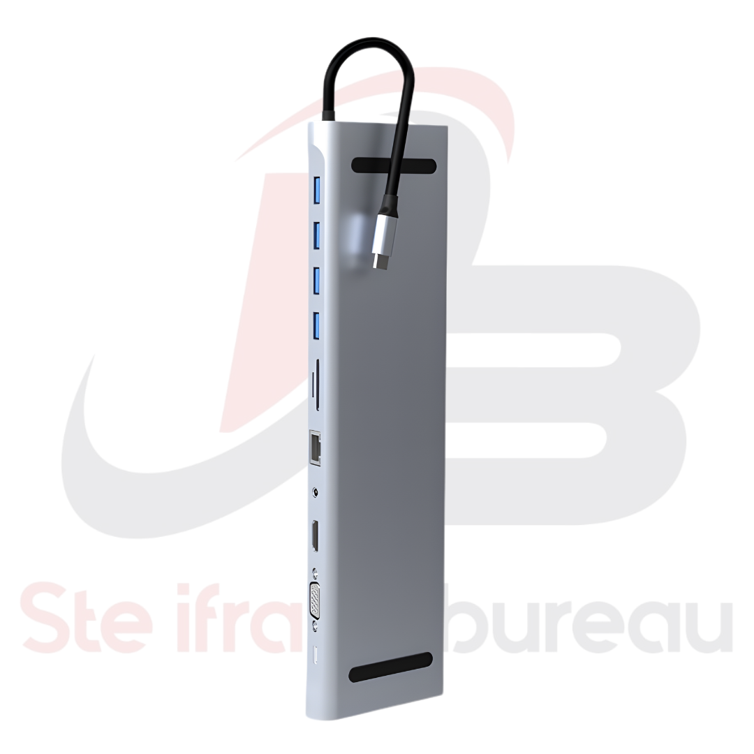 Adaptateur USB-C 11-en-1 MONDO BYL-2003 | HDMI 4K, RJ45, USB 3.0, SD/TF & PD