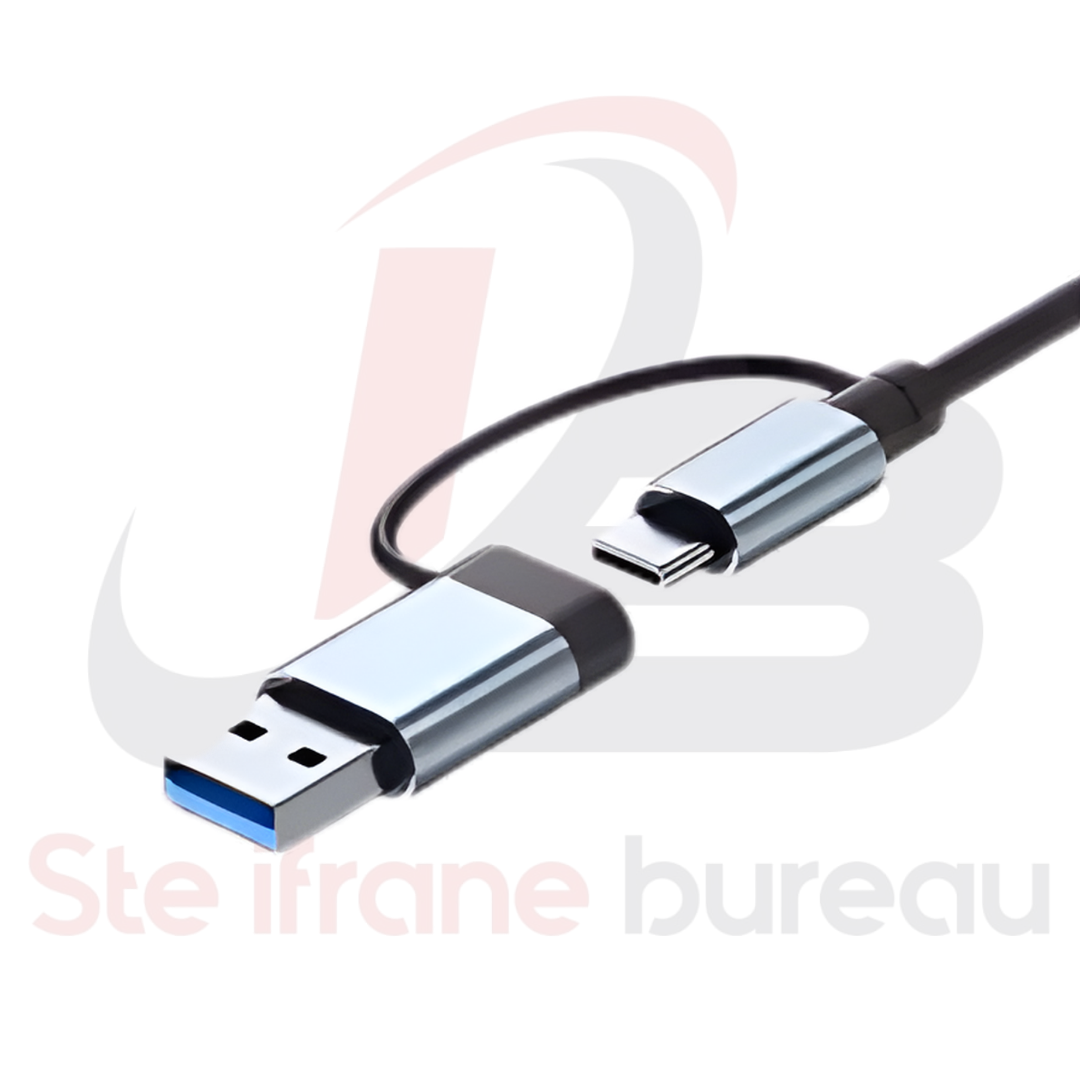 Adaptateur USB 3.0 & Type-C 5-en-1 MONDO | SD/TF & 3 Ports USB Haute Vitesse
