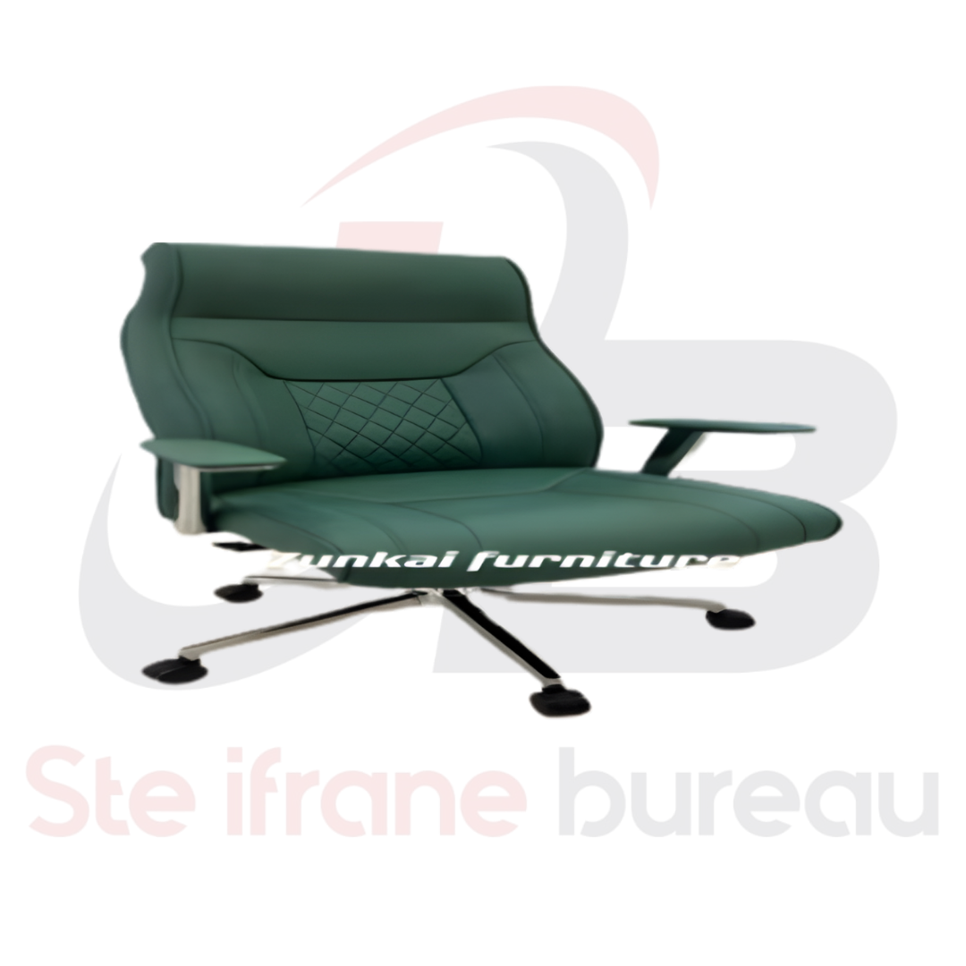 Fauteuil direction cuir capitonné & base chromée